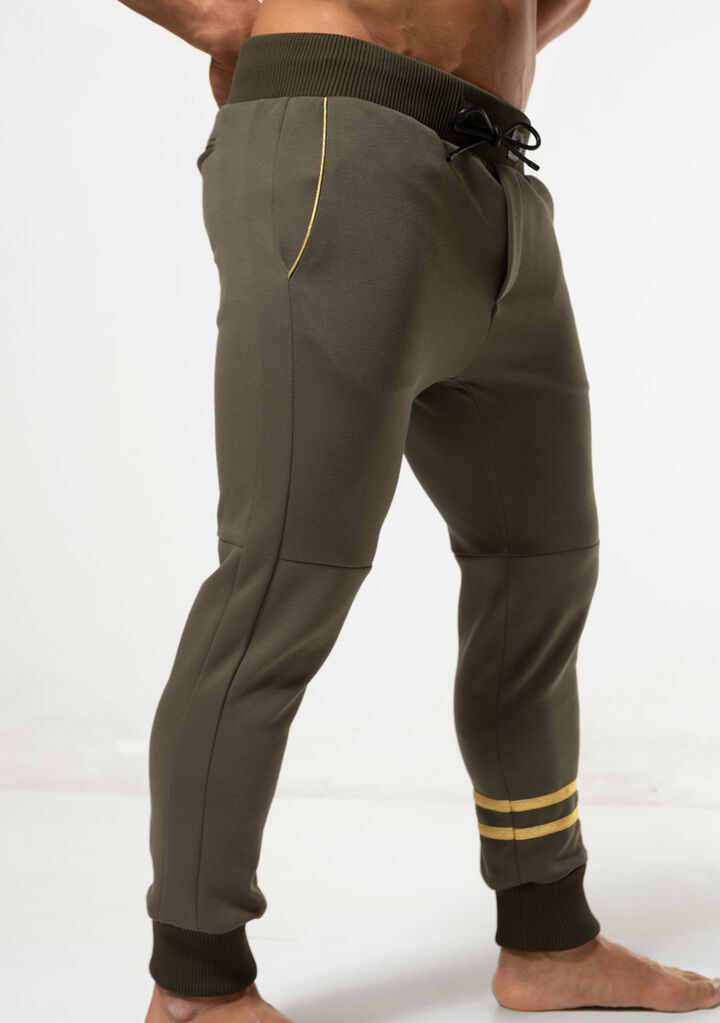 Metallic Hem Fit Pants,olive, medium image number 4