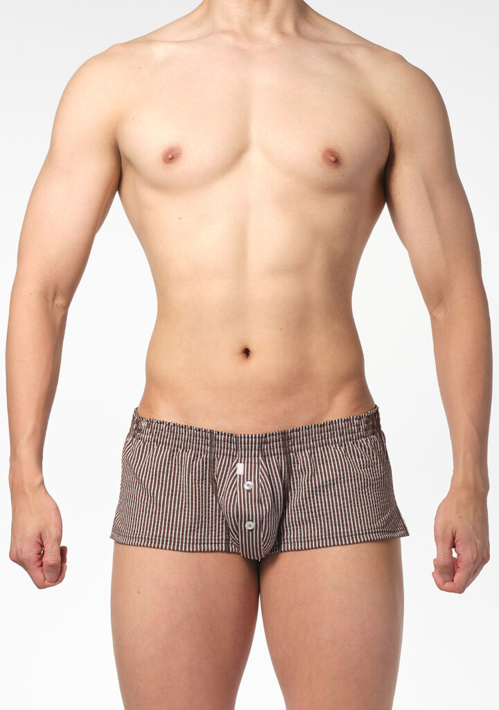 Stripe Seersucker Fit Trunks '23,brown, medium image number 1