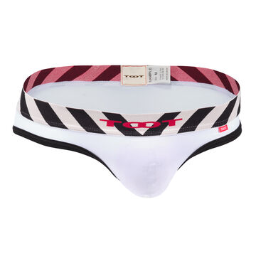 Diagonal Stripe Flat Bikini,white, small image number 0