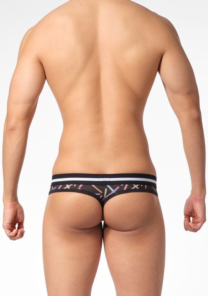 Neon Print Thong,black, medium image number 2