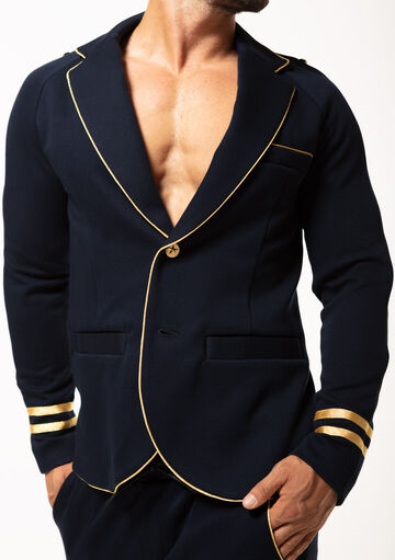 Metallic Hem Fit Jacket,navy, small image number 2