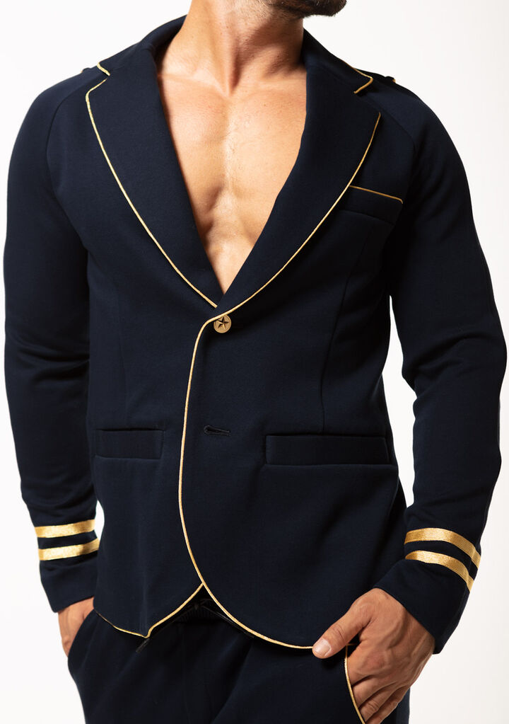 Metallic Hem Fit Jacket,navy, medium image number 2