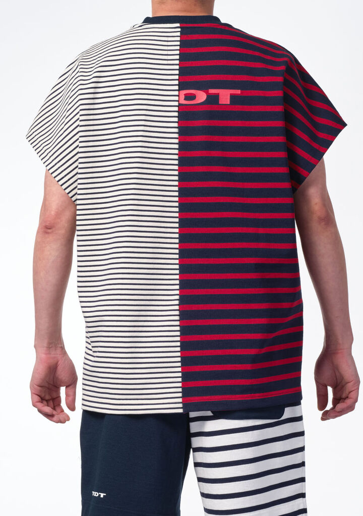 Marine Stripe Sleeveless T-shirt,red, medium image number 2