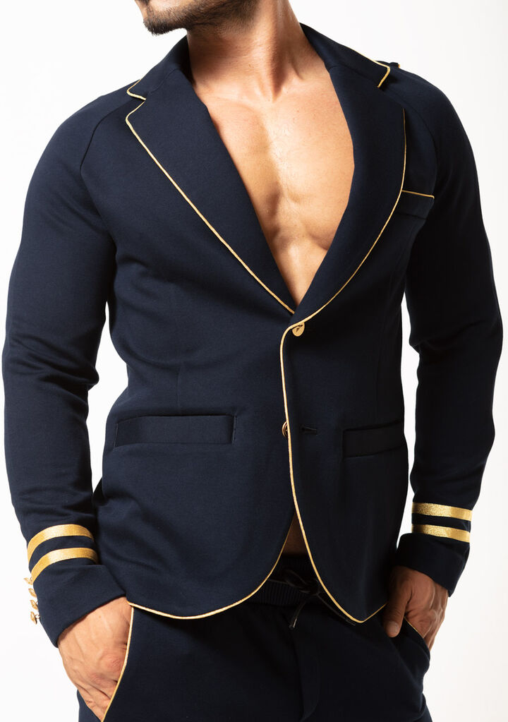 Metallic Hem Fit Jacket,navy, medium image number 4