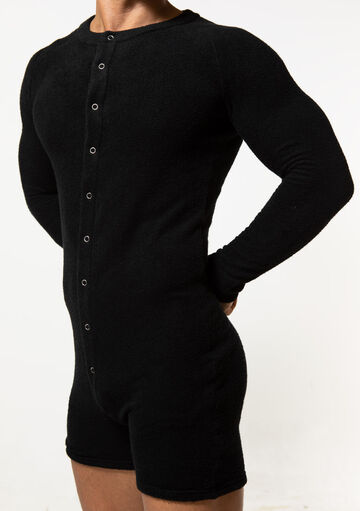 Pile Union Suit,black, small image number 2