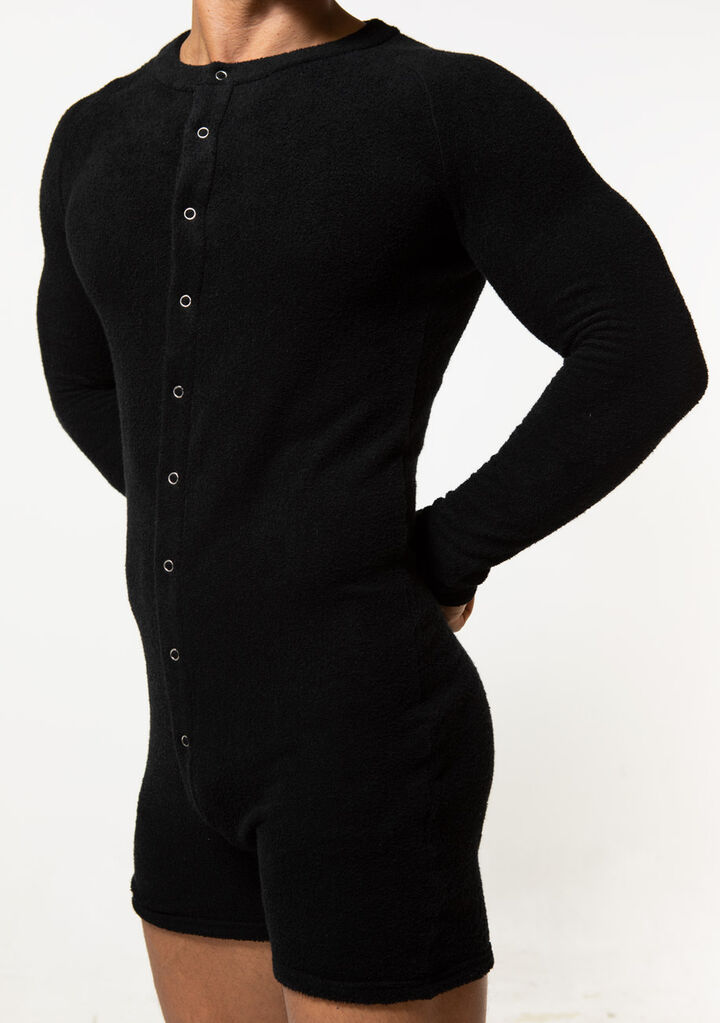 Pile Union Suit,black, medium image number 2