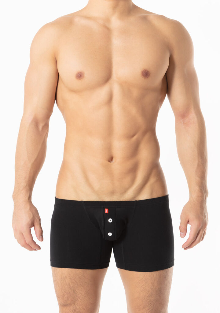 Cotton Long Boxer,black, medium image number 1