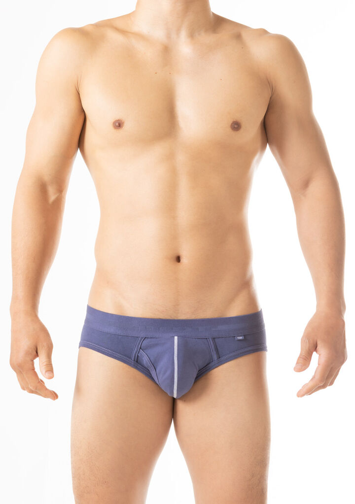 Piece-Dyed Cotton Brief,navy, medium image number 1