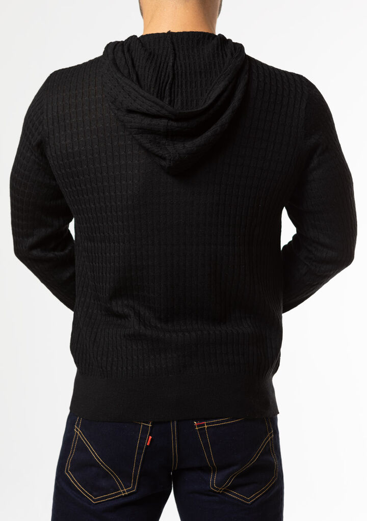 Knit Hoodie,black, medium image number 3