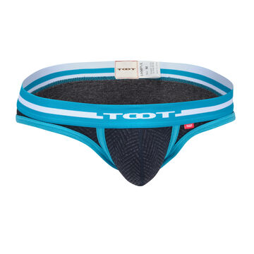 Herringbone Cotton Bikini,turquoise, small image number 0