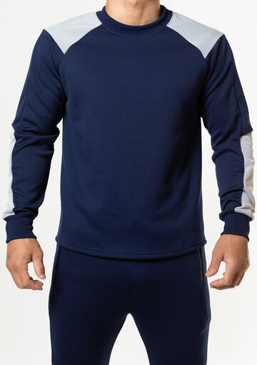 Layered Mesh Pullover,navy, small image number 1