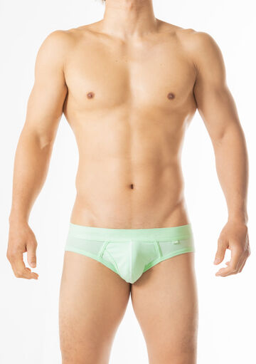 Piece-Dyed Cotton Brief,yellowgreen, small image number 1