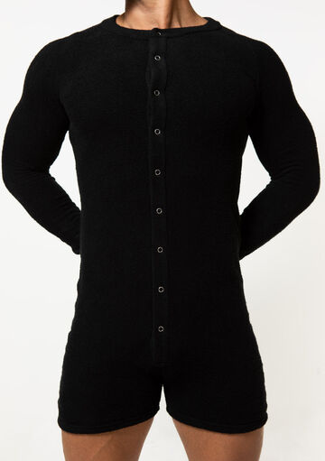 Pile Union Suit,black, small image number 1