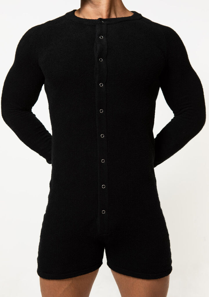 Pile Union Suit,black, medium image number 1