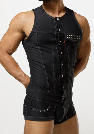 17th denim studs tank,, small image number 4