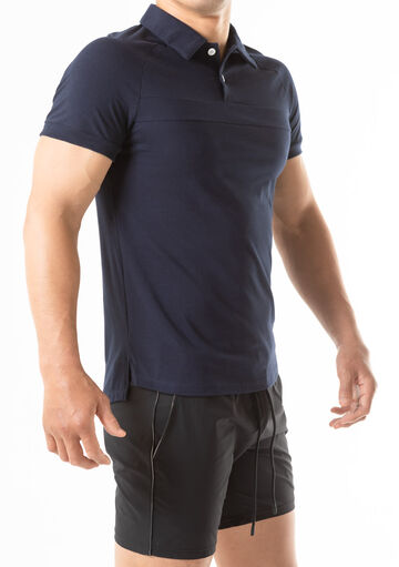 Chest Line Short-Sleeve Shirt,navy, small image number 4