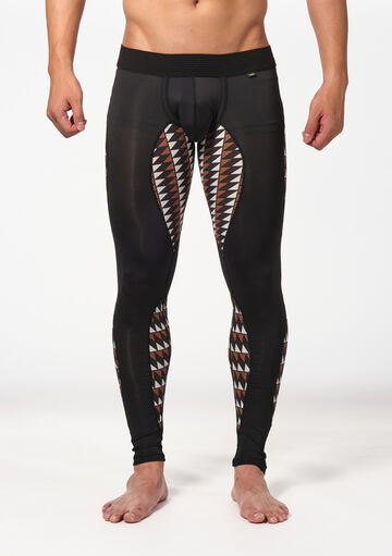 Tribal Stretch Leggings,brown, small image number 1