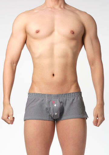 Gingham Seersucker Fit Trunks,navy, small image number 1
