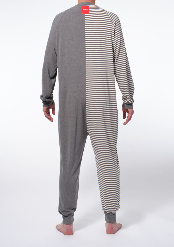 Half Stipe Union Suit,gray, medium image number 2