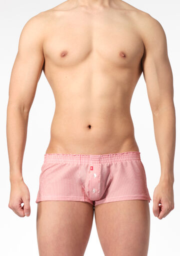 Striped Seersucker Fit Trunks,red, small image number 1