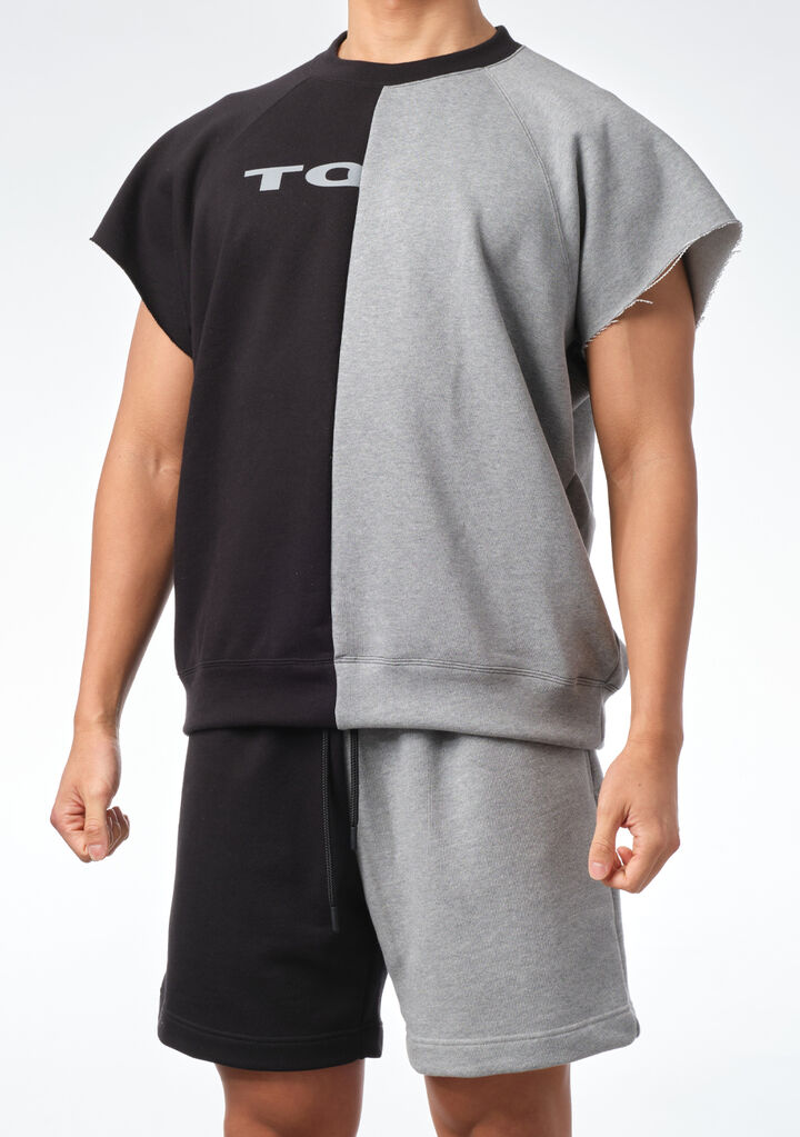 Two-tone Colored Cropped Sleeve T-shirt,, medium image number 1