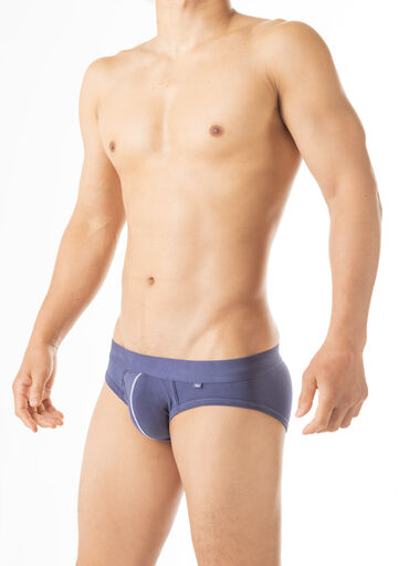 Piece-Dyed Cotton Brief,navy, small image number 2