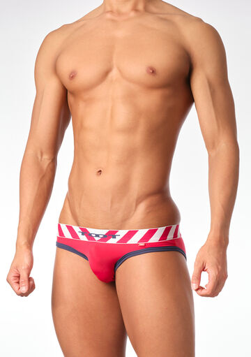 Diagonal Stripe Flat Bikini,red, small image number 1