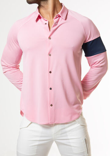 Vivid Line Sleeve Shirt,pink, small image number 1