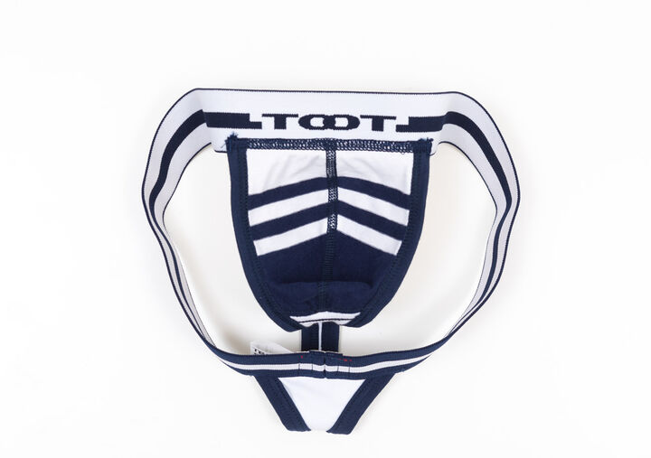 Horizontal-Irregular-Stripe Thong,navy, medium image number 10