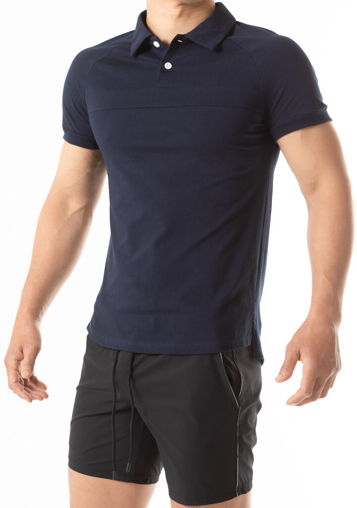 Chest Line Short-Sleeve Shirt,navy, medium image number 2