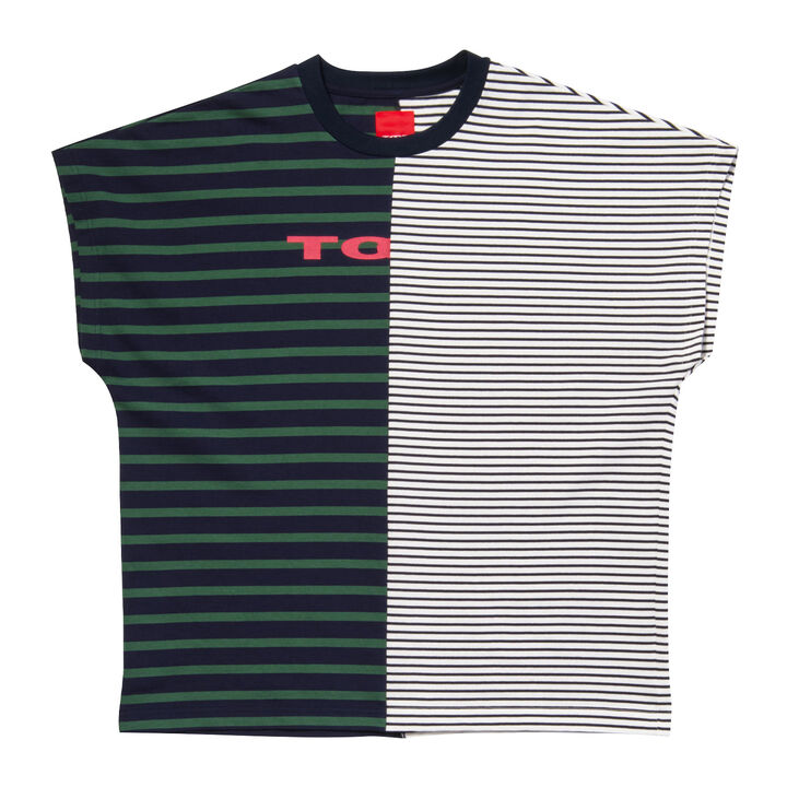 Marine Stripe Sleeveless T-shirt,green, medium image number 0