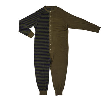 Half Stipe Union Suit,olive, small image number 0