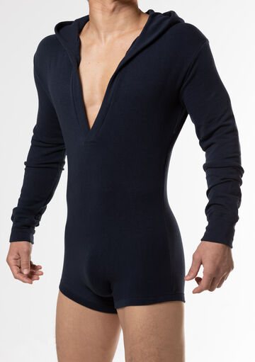 High Gauge Bare Fleece-Lined Union Suit,navy, small image number 2