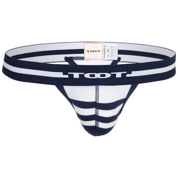 Horizontal-Irregular-Stripe Thong,navy, small image number 0