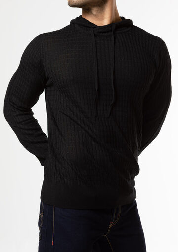 Knit Hoodie,black, small image number 4