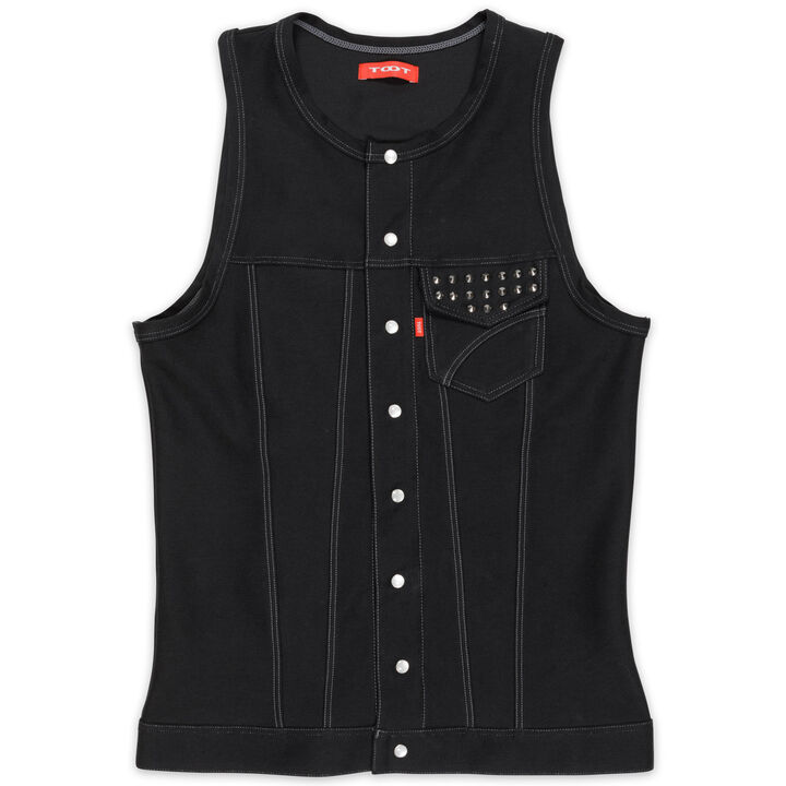 17th denim studs tank,, medium