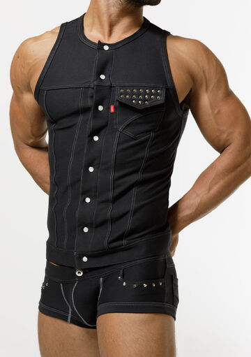 17th denim studs tank,, small image number 2