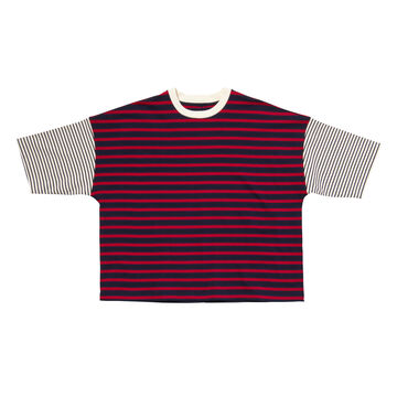 Marine Stripe Half Sleeve T-shirt,red, small image number 0
