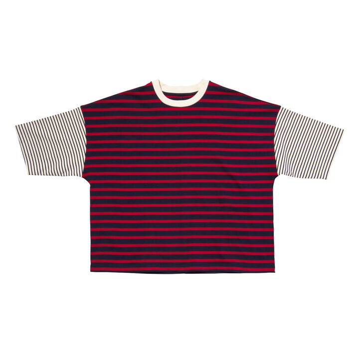 Marine Stripe Half Sleeve T-shirt,red, medium image number 0