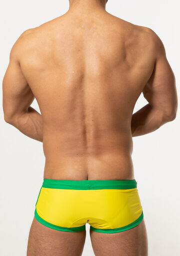 Double Matte Color Swim Trunks,yellow, small image number 3