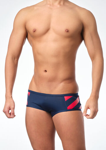 Diagonal Line & Logo Swim Boxer,navy, small image number 1