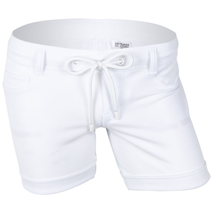 Denim-Like Swim Shorts,white, medium image number 0