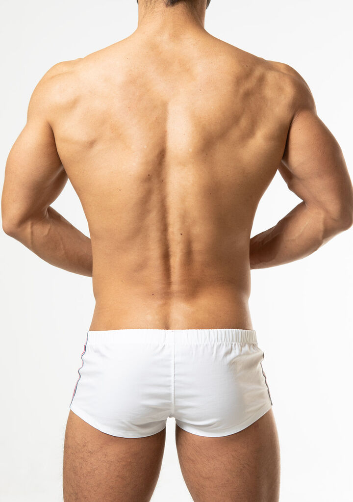 Striped Fitted Trunks,white, medium image number 3