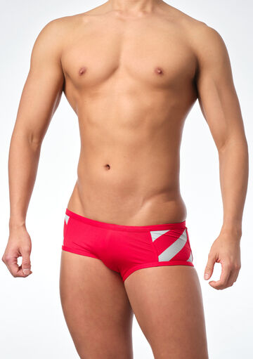 Diagonal Line & Logo Swim Boxer,red, small image number 1