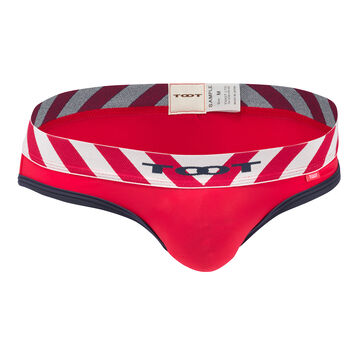 Diagonal Stripe Flat Bikini,red, small image number 0