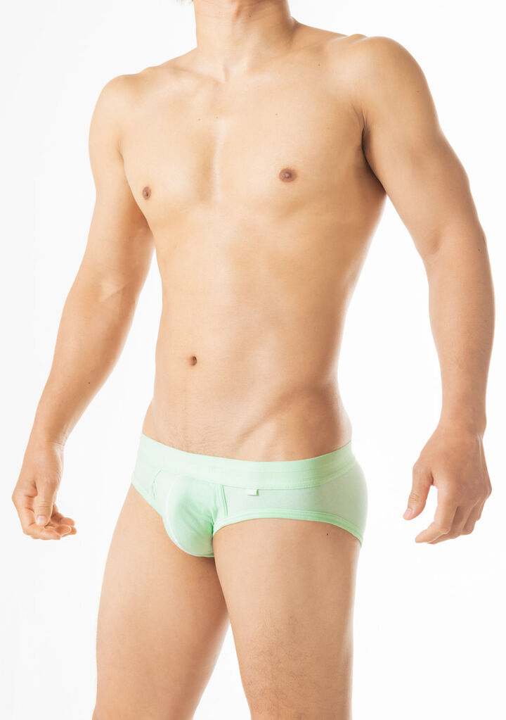 Piece-Dyed Cotton Brief,yellowgreen, medium image number 2