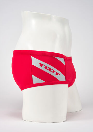 Diagonal Line & Logo Swim Boxer,red, small image number 2