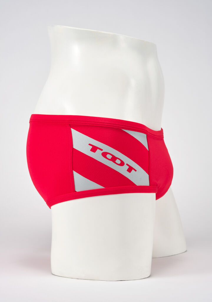 Diagonal Line & Logo Swim Boxer,red, medium image number 2