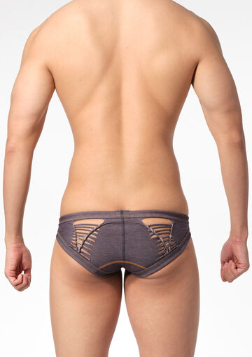 Scratched Denim Lace-Up Bikini,navy, small image number 2