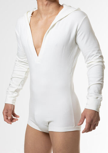 High Gauge Bare Fleece-Lined Union Suit,white, small image number 2